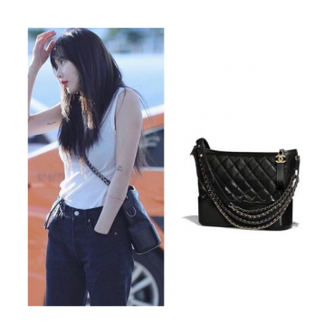 Chanel 2018 Gabrielle  Hobo Shoulder Bag ,28CM - 샤넬 2018 가브리엘 호보 숄더백,CHAB0100,28CM,블랙,현아
