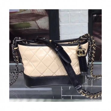 Chanel 2018 Gabrielle  Hobo Shoulder Bag ,20CM - 샤넬 2018 가브리엘 호보 숄더백,CHAB0098,20CM,베이지+블랙