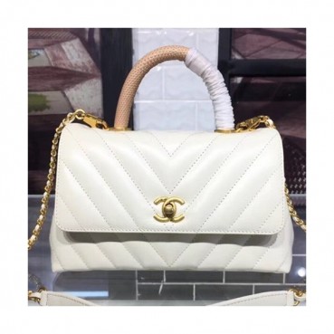 [커스텀급]CHANEL 2018 COCO CHAIN HANDLE SHOULDER BAG,23CM - 샤넬 2018 코코 체인 핸들 숄더백,CHAB0041,23CM,화이트