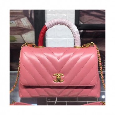 [커스텀급]Chanel 2018 Coco Chain Handle Shoulder Bag,23CM - 샤넬 2018 코코 체인 핸들 숄더백,CHAB0040,23CM,핑크