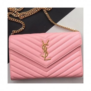 Saint Laurent Women Monogram Chain Shoulder Bag ,22.5 CM - 입생로랑 여성용 모노그램 체인 숄더백 360452, SLB0266, 22.5CM,핑크