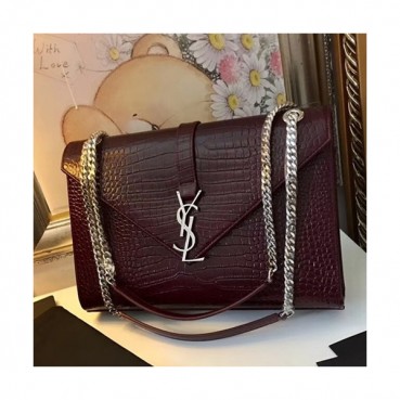 Saint Laurent Women Large Satchel Shoulder Bag,31CM - 입생로랑 여성용 라지 사첼 숄더백 342023, SLB0252 ,31CM,와인