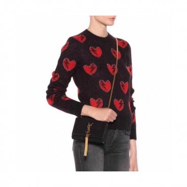 Saint Laurent Women Tassel Mini Chain Satchel Shoulder Bag,17CM - 입생로랑 여성용 태슬 미니 체인 사첼 숄더백 326078A, SLB0235,17CM,블랙