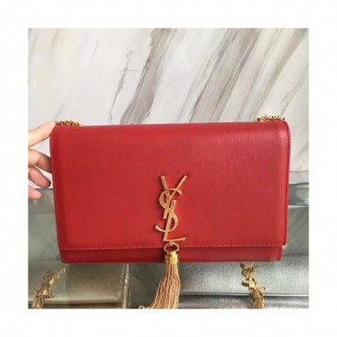 Saint Laurent Women Tassel Chain Satchel Shoulder Bag,24CM - 입생로랑 여성용 태슬 체인 사첼 숄더백 326076, SLB0231,24CM,레드(금장)