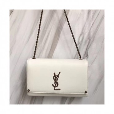 Saint Laurent Women Chain Satchel Shoulder Bag,24CM - 입생로랑 여성용 체인 사첼 숄더백 326076, SLB0223,24CM,화이트