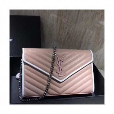Saint Laurent Women Monogram Chain Shoulder Bag,22.5 CM - 입생로랑 여성용 모노그램 체인 숄더백 360452, SLB0214, 22.5CM,핑크