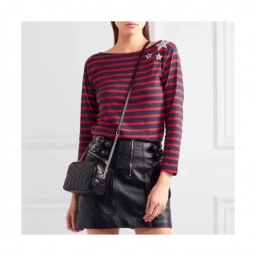 Saint Laurent Women Matelasse Lou Lou Bowling Shoulder Bag,21CM - 입생로랑 여성용 마틀라세 루루 볼링 숄더백 454317, SLB0206,21CM,블랙