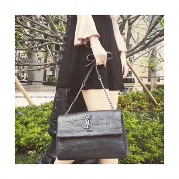 Saint Laurent Women West Hollywood Monogram Shoulder Bag,28CM - 입생로랑 여성용 웨스트 헐리우드 모노그램 숄더백 438176,SLB0180,28CM,블랙