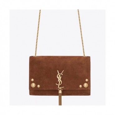 Saint Laurent Women Tassel Chain Satchel Shoulder Bag,24CM - 입생로랑 여성용 태슬 체인 사첼 숄더백 326076,SLB0169,24CM,브라운