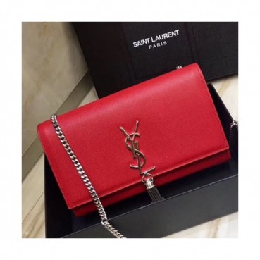 Saint Laurent Women Tassel Chain Satchel Shoulder Bag,24CM - 입생로랑 여성용 태슬 체인 사첼 숄더백 326076,SLB0164,24CM,레드