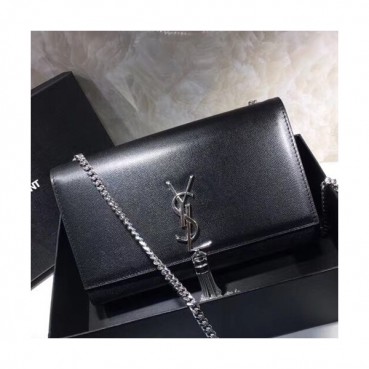Saint Laurent Women Tassel Chain Satchel Shoulder Bag,24CM - 입생로랑 여성용 태슬 체인 사첼 숄더백 326076,SLB0162,24CM,블랙(은장)