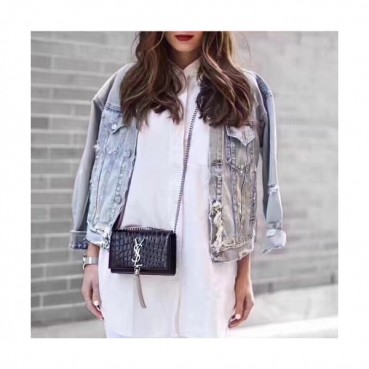 Saint Laurent Women Tassel Mini Chain Satchel Shoulder Bag,17CM - 입생로랑 여성용 태슬 미니 체인 사첼 숄더백 326078A,SLB0155,17CM,,블랙(은장)