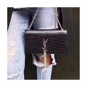 Saint Laurent Women Tassel Chain Satchel Shoulder Bag,24CM - 입생로랑 여성용 태슬 체인 사첼 숄더백 326076,SLB0154,24CM,블랙(은장)