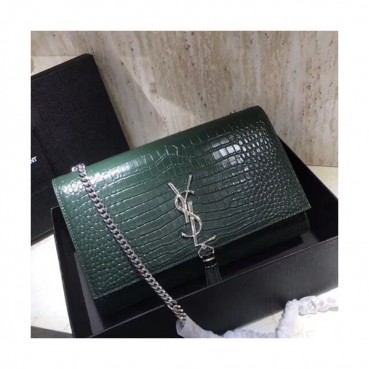 Saint Laurent Women Tassel Chain Satchel Shoulder Bag,24CM - 입생로랑 여성용 태슬 체인 사첼 숄더백 354119,SLB0153,24CM,그린