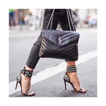 Saint Laurent Women Monogram Chain Shoulder Bag,30CM - 입생로랑 여성용 모노그램 체인 숄더백 459749,SLB0131,30CM,블랙(은장)