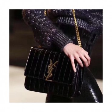 Saint Laurent Women Patent Vicky Chain Shoulder Bag,25CM - 입생로랑 여성용 페이던트 비키 체인 숄더백 532595,SLB0125, 25CM,블랙