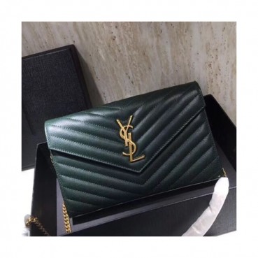 Saint Laurent Women Monogram Chain Shoulder Bag,22.5 CM - 입생로랑 여성용 모노그램 체인 숄더백 360452,SLB0104, 22.5CM,그린
