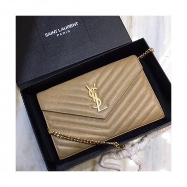 Saint Laurent Women Monogram Chain Shoulder Bag,22.5 CM - 입생로랑 여성용 모노그램 체인 숄더백 360452 ,SLB0100, 22.5CM,베이지