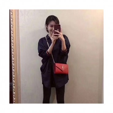 Saint Laurent Women Monogram Chain Shoulder Bag,22.5 CM - 입생로랑 여성용 모노그램 체인 숄더백 360452 ,SLB0097, 22.5CM,레드