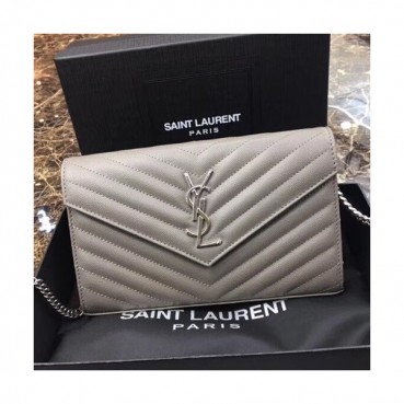 Saint Laurent Women Monogram Chain Shoulder Bag,22.5 CM - 입생로랑 여성용 모노그램 체인 숄더백 360452 ,SLB0096, 22.5CM,그레이