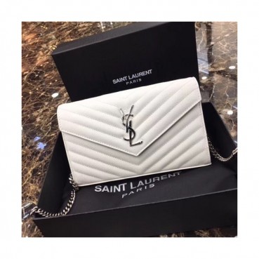 Saint Laurent Women Monogram Chain Shoulder Bag,22.5 CM - 입생로랑 여성용 모노그램 체인 숄더백 360452 ,SLB0094, 22.5CM,화이트