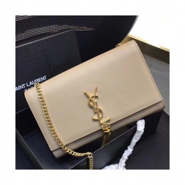Saint Laurent Women Tassel Chain Satchel Shoulder Bag,24CM - 입생로랑 여성용 태슬 체인 사첼 숄더백 326076 ,SLB0093,24CM,베이지