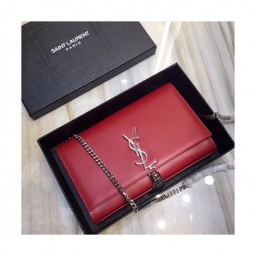 Saint Laurent Women Tassel Chain Satchel Shoulder Bag ,24CM - 입생로랑 여성용 태슬 체인 사첼 숄더백 326076 ,SLB0092,24CM,레드(은장)