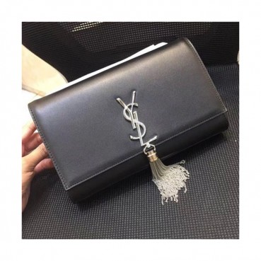 Saint Laurent Women Tassel Chain Satchel Shoulder Bag,24CM - 입생로랑 여성용 태슬 체인 사첼 숄더백 326076 ,SLB0090,24CM,블랙(은장)