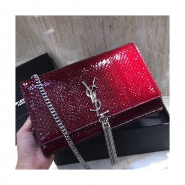 Saint Laurent Women Tassel Chain Satchel Shoulder Bag,24CM - 입생로랑 여성용 태슬 체인 사첼 숄더백 326076 ,SLB0080,24CM,레드,유광