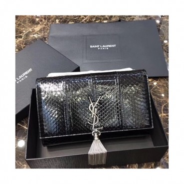 Saint Laurent Women Tassel Chain Satchel Shoulder Bag ,24CM - 입생로랑 여성용 태슬 체인 사첼 숄더백 326076 ,SLB0079,24CM,블랙(은장),유광