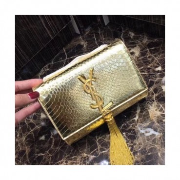 Saint Laurent Women Tassel Mini Chain Satchel Shoulder Bag ,17CM - 입생로랑 여성용 태슬 미니 체인 사첼 숄더백 326078A ,SLB0077,17CM,옐로우골드