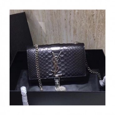 Saint Laurent Women Tassel Mini Chain Satchel Shoulder Bag ,17CM - 입생로랑 여성용 태슬 미니 체인 사첼 숄더백 326078A ,SLB0076,17CM,블랙(은장)