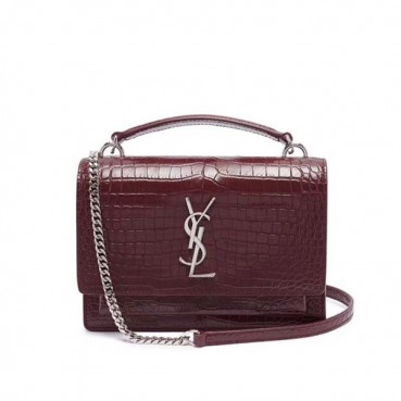 Saint Laurent Women Sunset Monogram Mini Chain Shoulder Bag  ,19CM - 입생로랑 여성용 선셋 모노그램 미니 체인 숄더백 533026 ,SLB0060,19CM,레드
