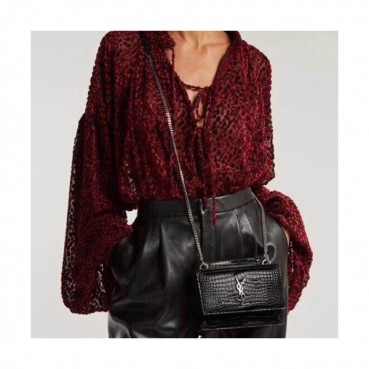 Saint Laurent Women Sunset Monogram Mini Chain Shoulder Bag  ,19CM - 입생로랑 여성용 선셋 모노그램 미니 체인 숄더백 533026 ,SLB0059,19CM,블랙