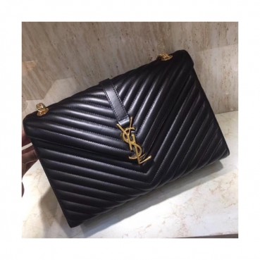 Saint Laurent Women Large Satchel Shoulder Bag,31CM - 입생로랑 여성용 라지 사첼 숄더백 342023 ,SLB0049 ,31CM,블랙(금장)