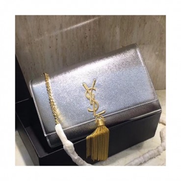 Saint Laurent Women Tassel Chain Satchel Shoulder Bag ,24CM - 입생로랑 여성용 태슬 체인 사첼 숄더백 326076 ,SLB0038,24CM,실버
