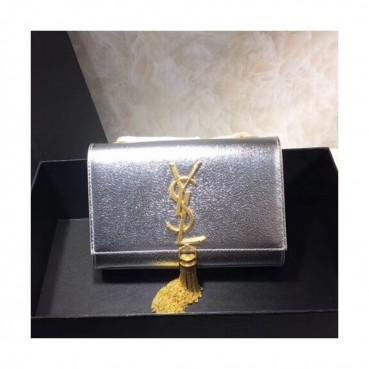 Saint Laurent Women Tassel Mini Chain Satchel Shoulder Bag ,17CM - 입생로랑 여성용 태슬 미니 체인 사첼 숄더백 326078A ,SLB0037,17CM,실버