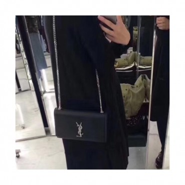 Saint Laurent Women Chain Satchel Shoulder Bag,24CM - 입생로랑 여성용 체인 사첼 숄더백 326076 ,SLB0030,24CM,블랙(은장)
