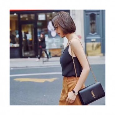 Saint Laurent Women Chain Satchel Shoulder Bag ,24CM - 입생로랑 여성용 체인 사첼 숄더백 326076 ,SLB0029,24CM,블랙(금장)