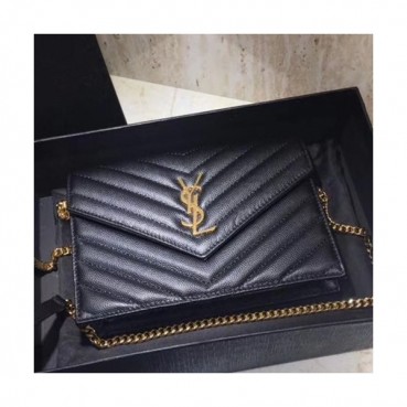 Saint Laurent Women Monogram Chain Shoulder Bag ,19CM - 입생로랑 여성용 모노그램 체인 숄더백 393953 ,SLB0028,19CM,블랙(금장)