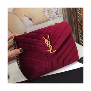 Saint Laurent Women Velvet Small Chain Shoulder Bag,25CM - 입생로랑 여성용 벨벳 스몰 체인 숄더백 464676 ,SLB0003,25CM,레드