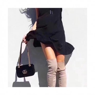 Gucci GG Marmont Matlase Velvet Women Shoulder Bag,22CM - 구찌 GG 마몬트 마틀라세 벨벳 여성용 숄더백 446744, GUB0050,22CM