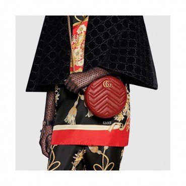 Gucci GG Marmont Mini Round Women Shoulder Bag,18.5CM - 구찌 GG 마몬트 미니 라운드 여성용 숄더백 550154, GUB0027,18.5CM
