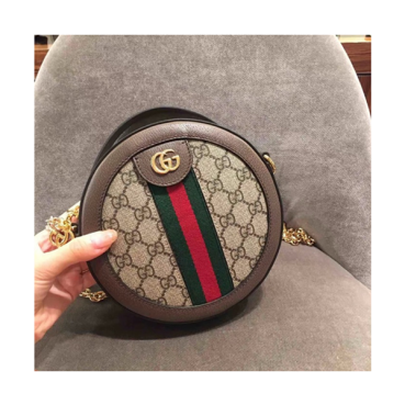 Gucci  GG Ophidia Mini Round Women Shoulder Bag,18CM - 구찌 GG 오피디아 미니 라운드 여성용 숄더백 550618, GUB0021,18CM