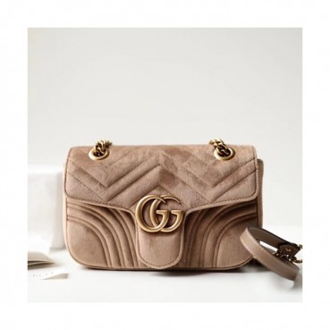 Gucci GG Marmont Matlase Velvet Women Shoulder Bag,22CM - 구찌 GG 마몬트 마틀라세 벨벳 여성용 숄더백 446744, GUB0017,22CM