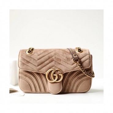 Gucci GG Marmont Matlase Velvet Women Shoulder Bag,26CM - 구찌 GG 마몬트 마틀라세  벨벳 여성용 숄더백 443497, GUB0016,26CM