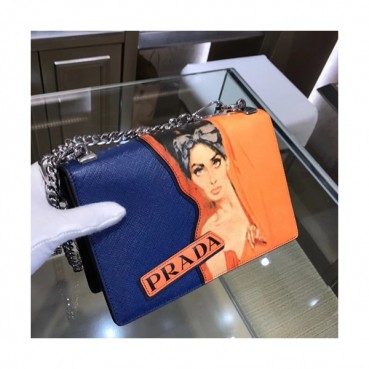 Prada Saffiano Chain Shoulder Bag,22CM - 프라다 사피아노 체인 숄더백 ,1BD111