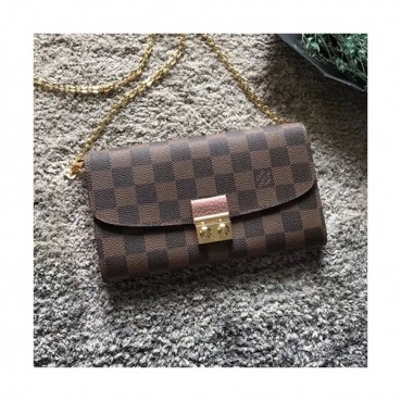 Louis Vuitton Damier Croisette Chain Wallet Shouder Bag,19cm - 루이비통 다미에 크로아제트 체인 월릿 숄더백 N61273,LOUB0228,19cm