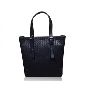 [보태가 베네타] 인터레치아토 가죽 블랙 남성용 숄더백 bv0005b - Bottega Veneta Intrecciato Black Mens Soulder Bag