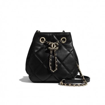 Chanel 2020 Leather Bucket Shoulder Bag ,18CM - 샤넬 2020 레더 버킷 숄더백  CHAB1562,18CM,블랙